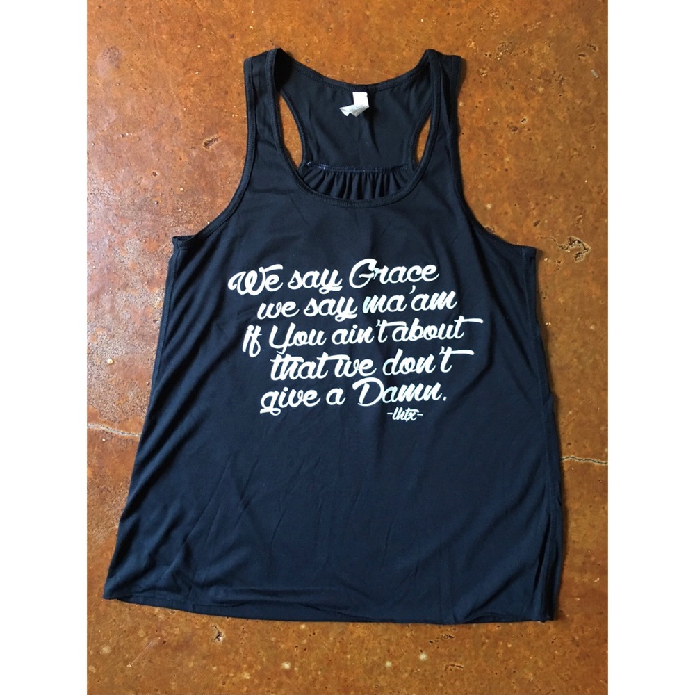We Say Grace, We Say Ma’am Racerback Tank TEXAS